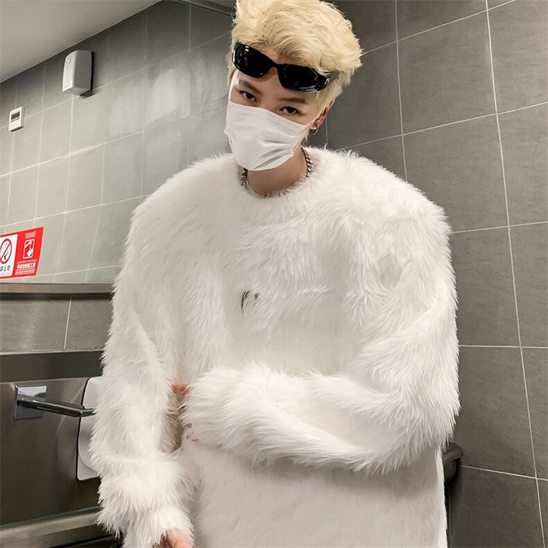 小众金属高级感垫肩毛衣男冬季慵懒风水貂毛绒针织衫MZ482-P56图片
