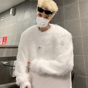 小众金属高级感垫肩毛衣男冬季慵懒风水貂毛绒针织衫MZ482-P56图片