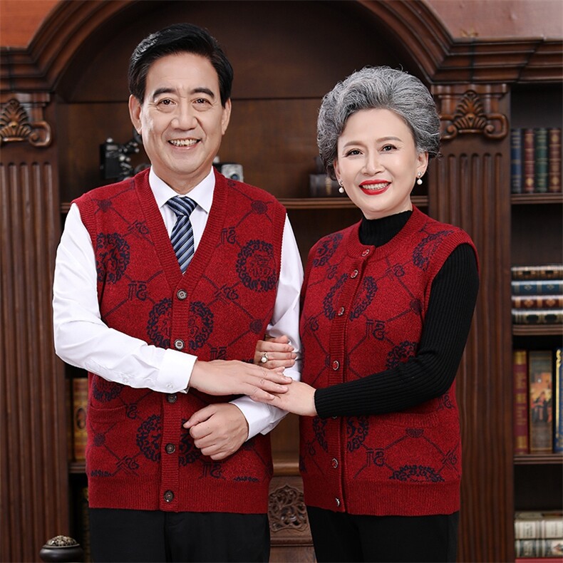 时尚潮流2024年秋季新款中老年男女款菱形马甲圆领百搭,女装马甲,衣恋羊绒