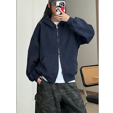 抖音得物品质二开26春装男女美式高街结构双拉链开衫卫衣外套，女装短外套，电商A486