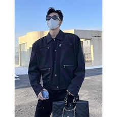 W11031-P70网图现货春季新款穿搭短款垫肩外套高级感痞帅夹克，男装夹克，星座1608