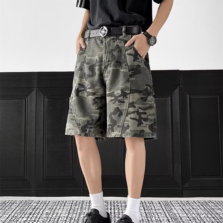 迷彩工装短裤男潮牌情侣高街伐木裤夏季痞帅休闲裤AA6065-P42,男装牛仔裤,星座208-5