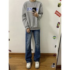 B221美式ins高街暗黑光版修身微喇牛仔裤LK23137-P55控78，男装牛仔裤，电商B221