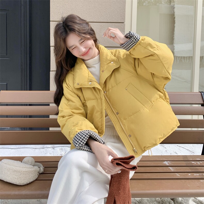 新款主推袖子拼格子50绒羽绒服2667-P235-K358,女装短外套,2C129