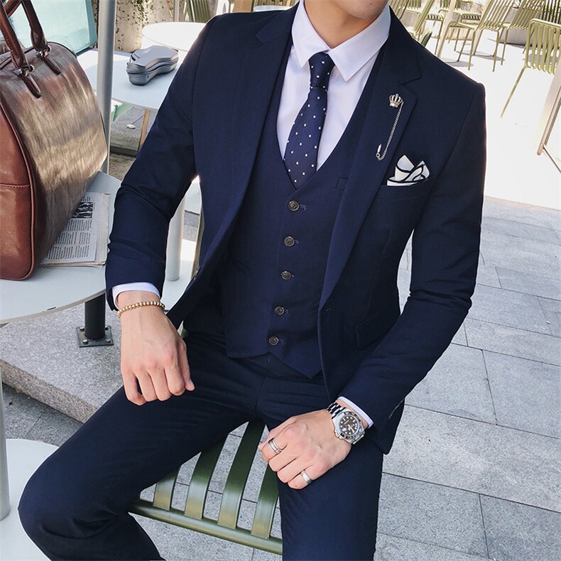 夏季薄款纯色西装套装三件套礼服修身西装SJT-W7012-P250,男装休闲套装,星座1012