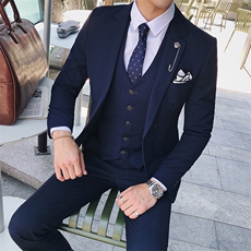 夏季薄款纯色西装套装三件套礼服修身西装SJT-W7012-P250，男装休闲套装，星座1012