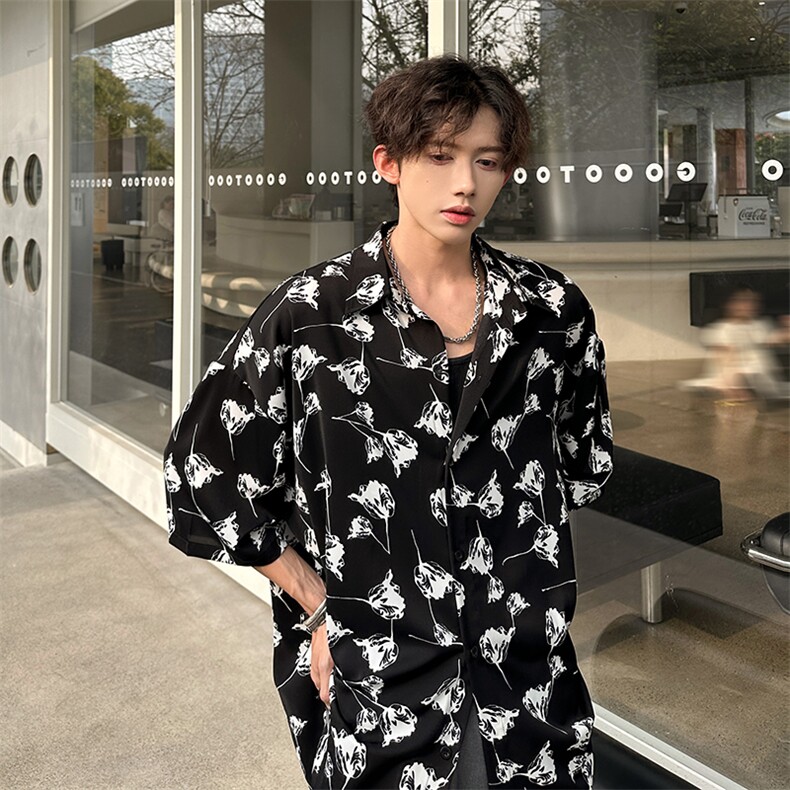 潮男玫瑰花衬衫  A071-T20-P38图片