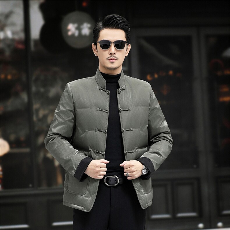 深度备货中年唐装90绒羽绒服男士新中式唐装风羽绒服外套,男装羽绒服,钱塘723