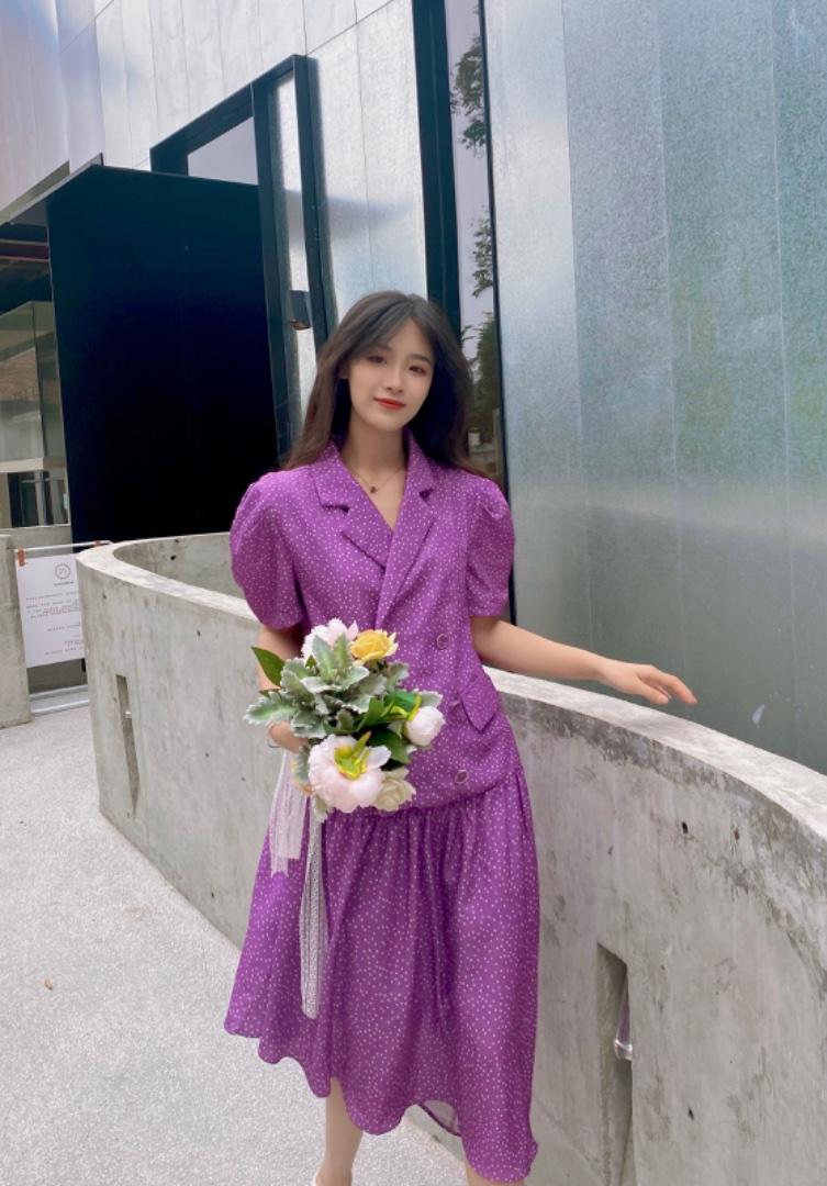 波点西装款连衣裙,女装西装,欧尼蒂
