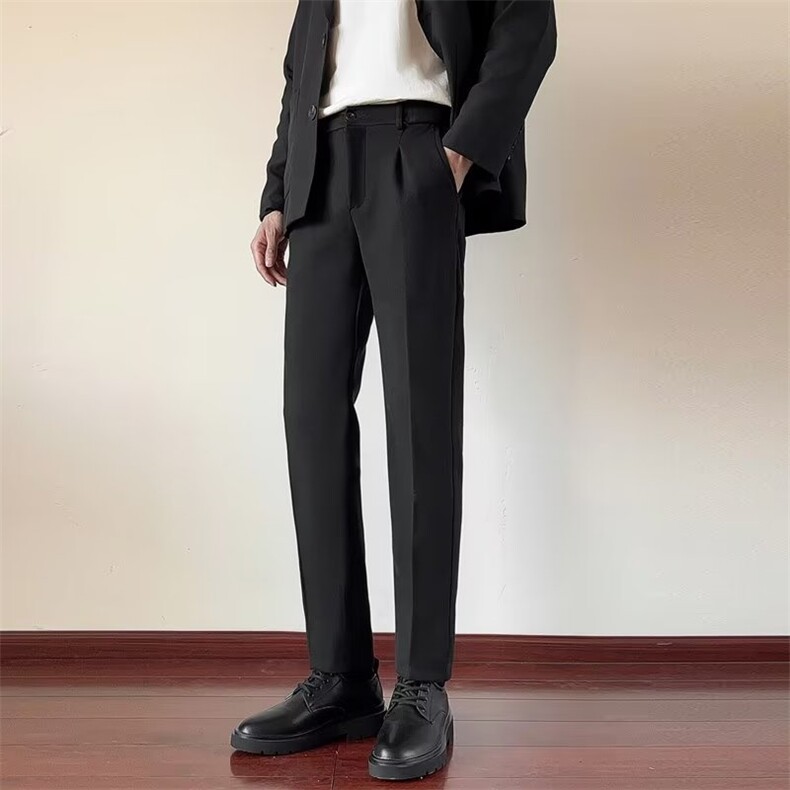 小西裤男修身直筒休闲裤男士垂感秋冬西装裤厚版毛呢长裤KA512，男装西裤，星座1116A-2（原606A-1）