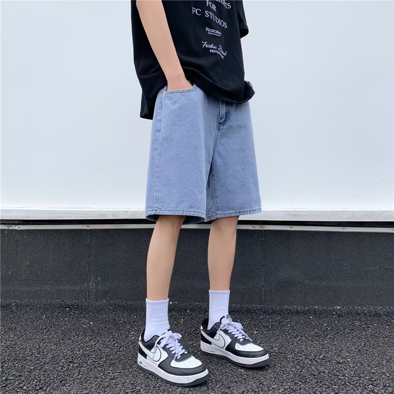 简洁牛仔短裤男士夏季2024新款宽松休闲五分裤子D3219,男装牛仔裤,星座1116A-1（原606A）