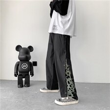 秋装新款韩版潮流时尚侧边印花直筒裤子男休闲运动A161-G233-P35-，男装休闲裤，电商A161-2