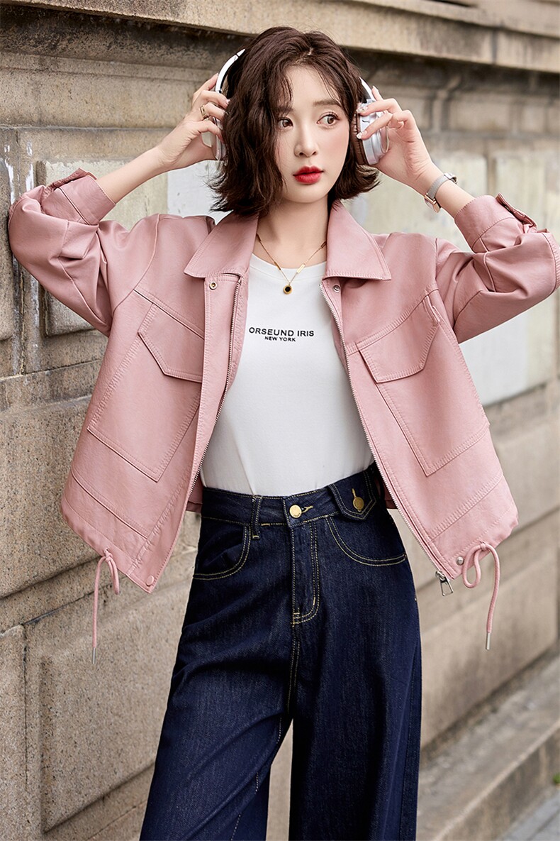 2025年春季现货时尚潮流女装精品皮衣外套,女装皮衣,1C078