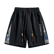 港风刺绣休闲裤高街五分裤宽松直通短裤DK127P32，男装牛仔裤，星座1204-3
