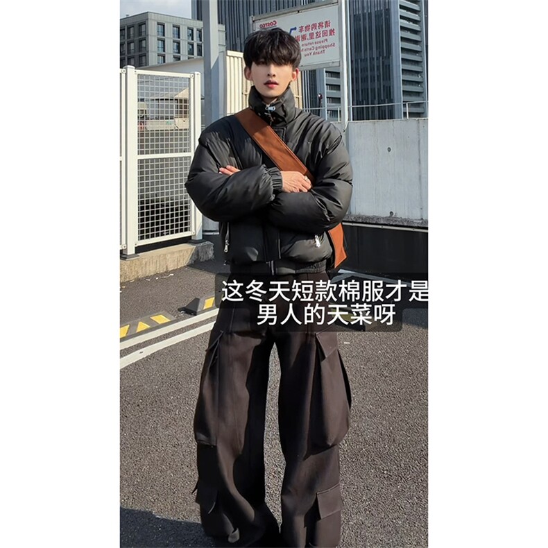 经典短款设计舒适港风文艺上衣秋冬新款个性时髦棉衣HY875P95,男装棉衣,电商A102B