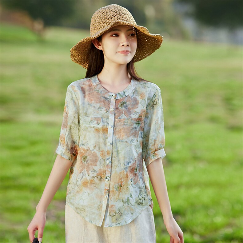 苎麻套装上衣2025年夏季苎麻,女装连衣裙,江南依恋