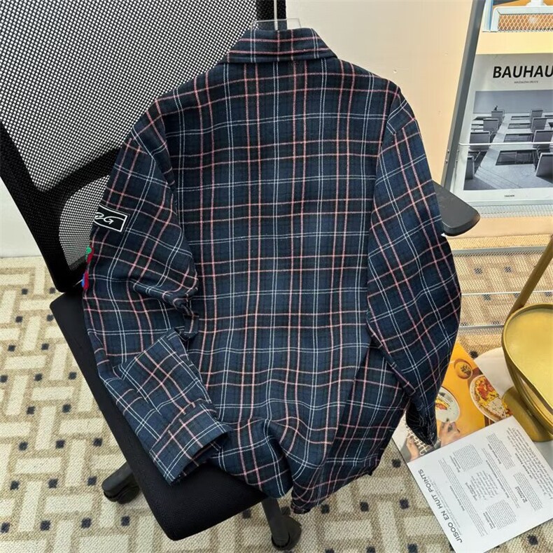 美式复古潮防晒小众设计感格子印花薄款长袖衬衫外套男LS275P45,男装防晒衣,星座1013-5