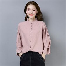 蕾丝衫/雪纺衫2021年春季圆领长袖纯色修身显瘦百搭潮流简约个性，女装蕾丝衫/雪纺衫，独衣靓