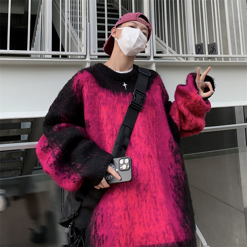 针织衫男韩版潮流高街帅气拼色2023冬季新款ins宽松毛衣MZ132-P62,男装针织衫/毛衣,星座412-3