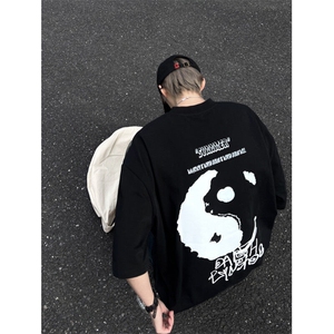 美式高街纯棉小领口短袖oversize280g重磅t恤vibe潮七分袖图片