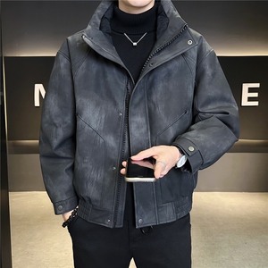 新标90绒 皮衣羽绒服男冬季2025新款毛领皮夹克 A313-2635-P285图片