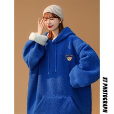 主推羊羔毛外套女加绒克莱因蓝杏色卫衣416B-YM181-P75限88，男装卫衣，星座416B-1