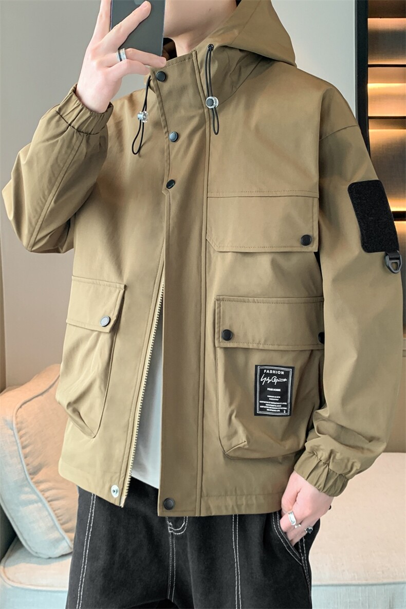 新款现货连帽冲锋衣宽松大码夹克男DSA157B-J181-P60,男装夹克,电商A157B