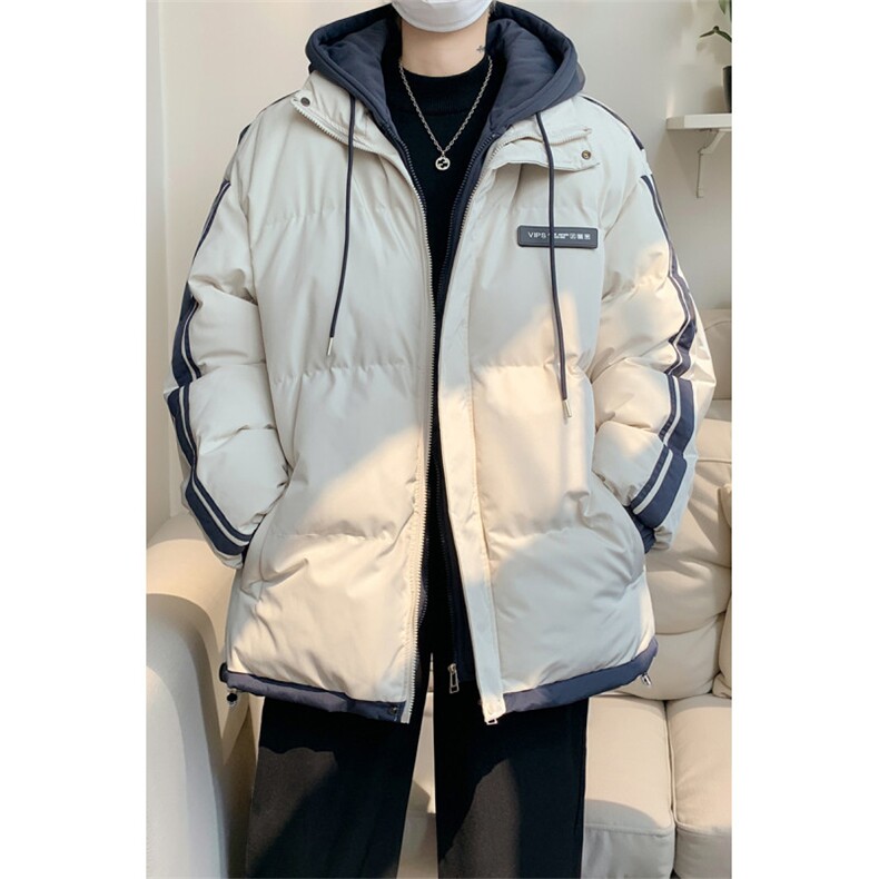 棉服男冬季新款港风宽松假两件连帽棉衣MF8587-特P78,男装棉衣,星座214-3