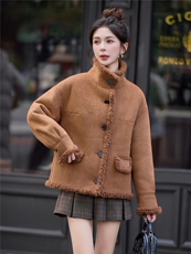 2025冬季新款~~双面穿皮毛一体，女装棉衣/棉服，意芙