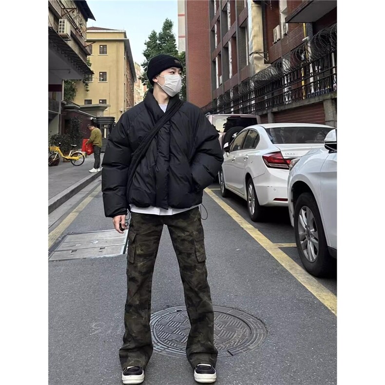 美式迷彩多口袋百搭修身工装裤男显瘦微喇裤牛仔裤AM255P49,男装牛仔裤,星座1013-5