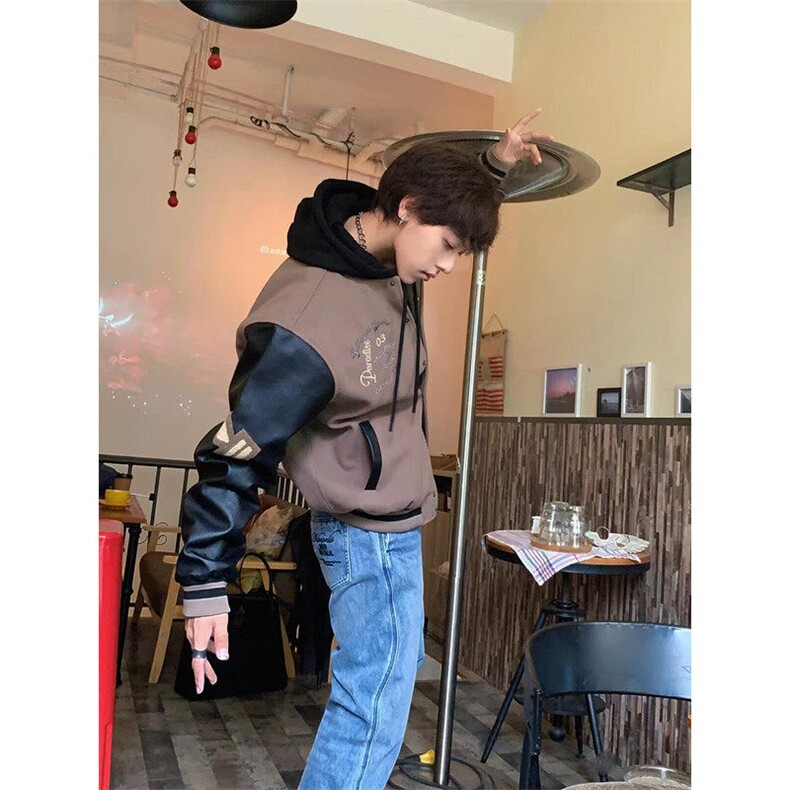 毛巾绣街头字母棒球服街头夹棉加厚呢子夹克男装宽松外套JT166,男装夹克,星座1116A（原606A-3）