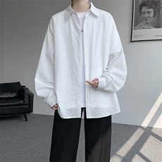 8XL-M泡泡纱盐缩肌理长袖衬衫男夏季冰丝外套防晒衬衣CS29007P40，男装衬衫，电商B312