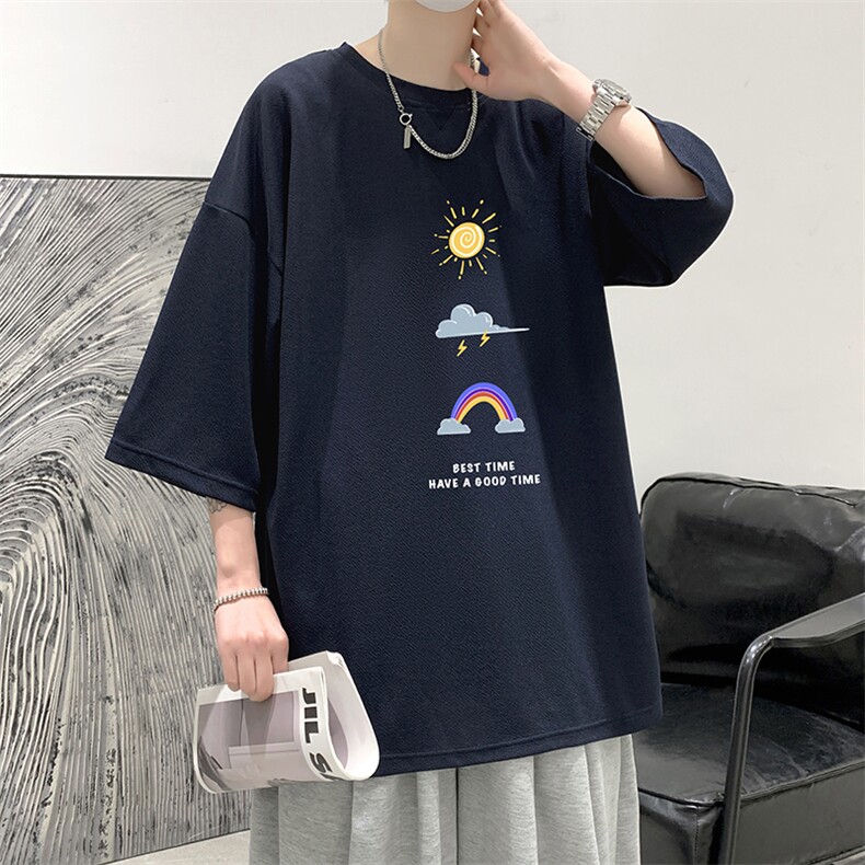 Q11141-P30春夏季七分袖t恤男大码五分袖男短袖中袖大皂风,男装T恤,电商A040