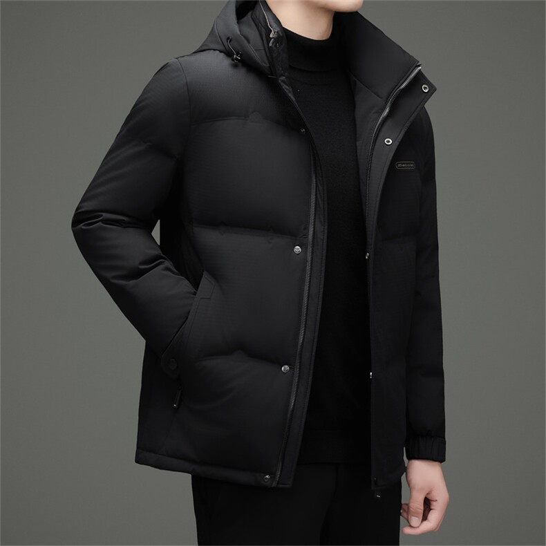 2025冬季新款男士脱帽羽绒服50绒子白鸭绒加厚时尚商务休闲外套,男装羽绒服,钱塘723