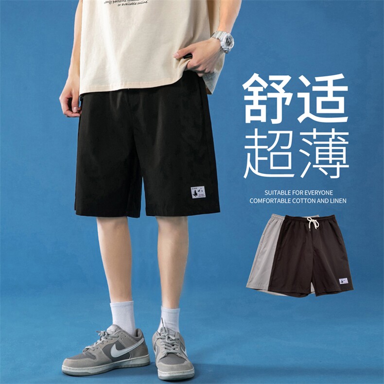 K201 P25 蓝底 百搭休闲潮流蝴蝶印花港风五分裤学生情侣沙滩裤夏图片