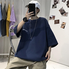 T06常年款男士休闲字母印花T恤衫外套圆领半袖五分袖TEE男女中性，男装T恤，星座115A-3