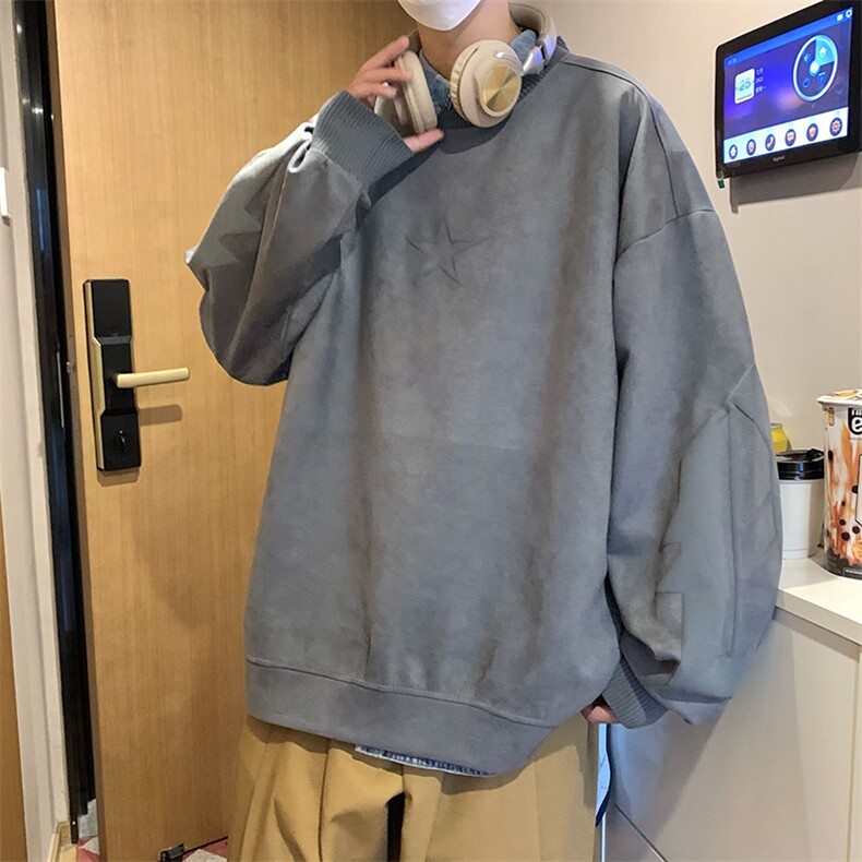 22秋新款麂皮发泡印花宽松休闲oversize套头卫衣B266-Y605-P60,男装卫衣,星座B257-1