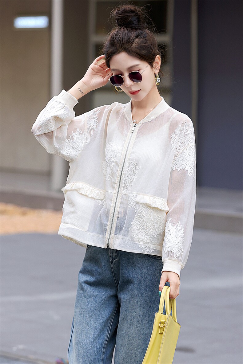防晒衣女2025夏新款小个子新中式国风短款薄款棒球服刺绣轻薄外套,女装防晒衣,润尚靓点