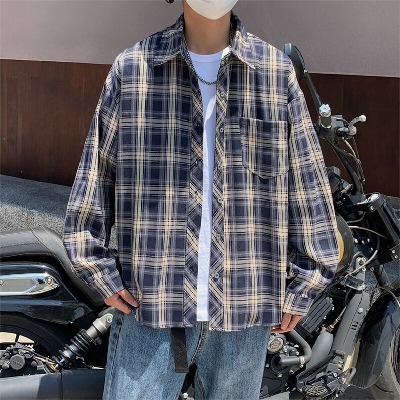 格子衬衫男长袖韩版潮流学院风痞子帅2025夏ins外套CY1052-P32,男装衬衫,星座412-3