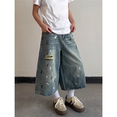 80%含棉量原版细节涂鸦#蓝色S-2XL310A-4-A121-P55，男装牛仔裤，星座310A-4