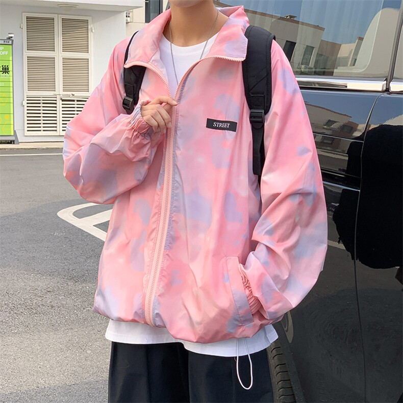 F3067/P45夏季新款防晒衣男女扎染情侣薄款夹克衫外套大码防晒服图片