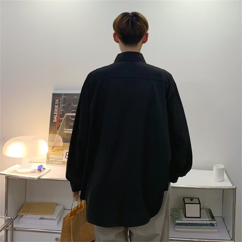 冷淡风高级感男装衬衣夏季薄款嘻哈设计感长袖白色衬衫C611/P44,男装衬衫,星座506