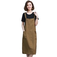 2021夏季新款简约时尚气质休闲舒适中长款可调节背带裙两件套，女装连衣裙，雪樱依海