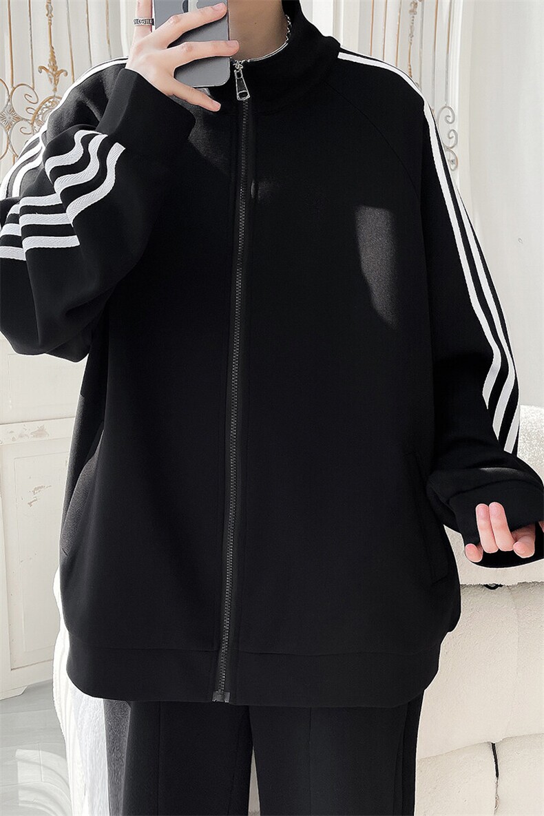 WY5019/P65春装新款高品质不起球织带设计开衫卫衣男潮宽松外套,男装夹克,电商A141