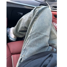 水洗做旧工装牛仔裤男痞帅炸街裤子潮牌抽绳牛仔长裤K7036-P48，男装牛仔裤，星座1001-1