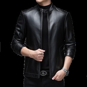 WL-M8268男式2023秋季新款立领头层绵羊皮皮衣男P480,男装皮衣,电商B360
