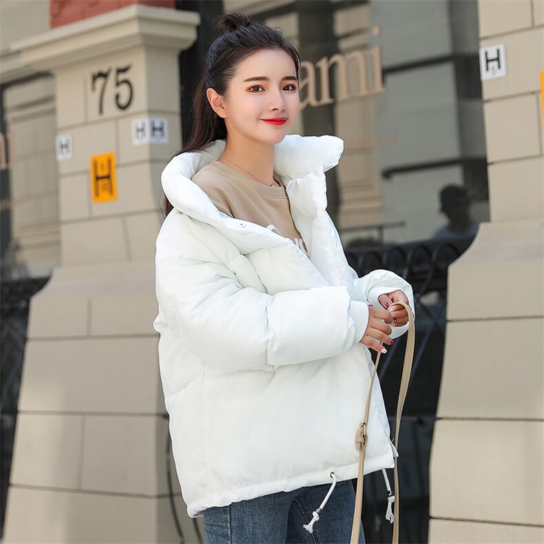 休闲宽松时尚潮流舒适简约个性纯色长袖2020年冬季短款,女装棉衣/棉服,阿菲诺依