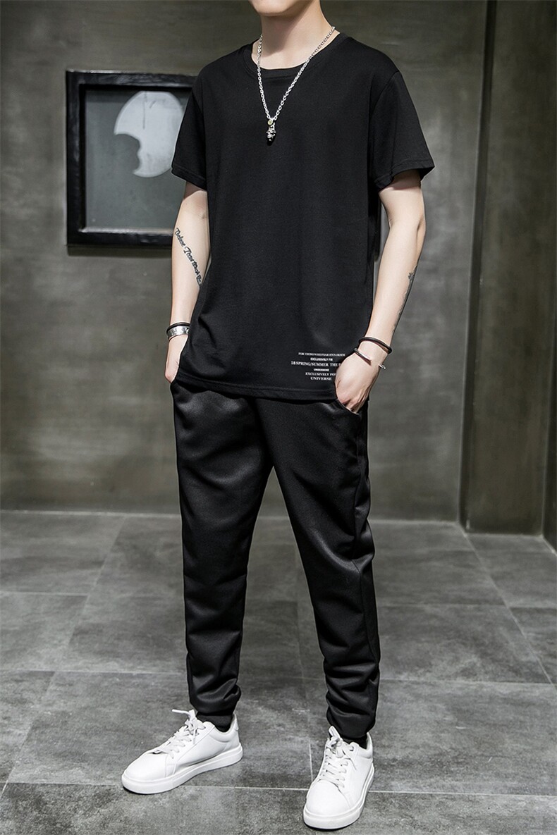 2021夏季新款韩版潮流两件套潮牌休闲运动服恤套装A438-TZ06-P30,男装休闲套装,电商A438