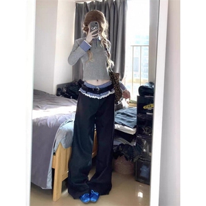 女风 拼接蕾丝蓝边西裤休闲裤ZK0356-P50图片