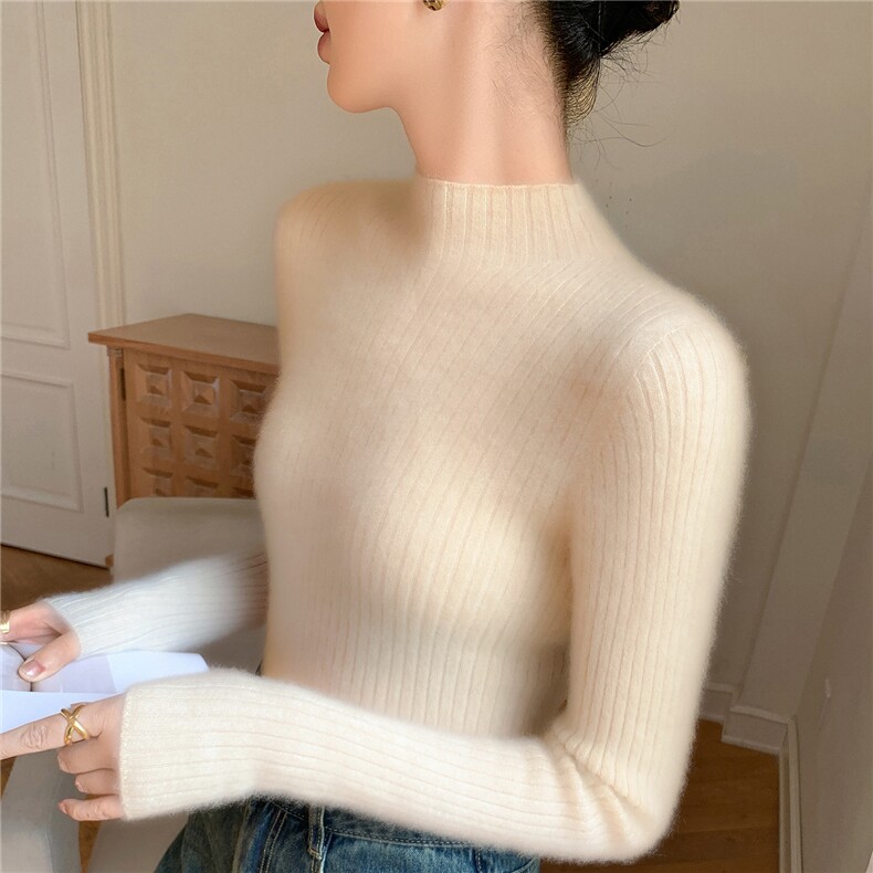 亲肤软糯~正品baby小山羊绒衫女修身半高领秋冬针织打底无缝毛衣图片